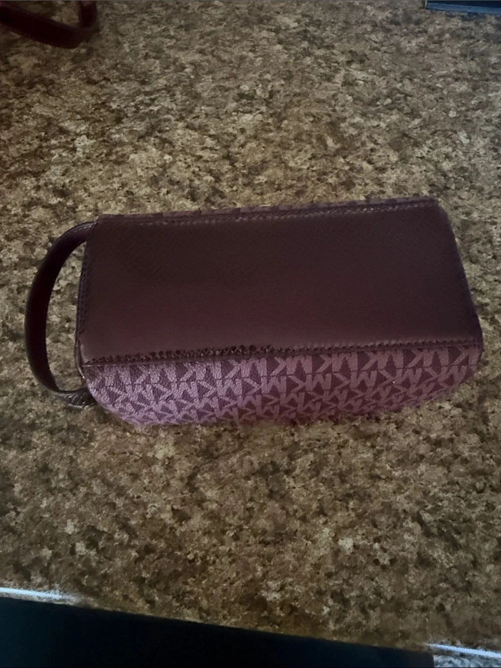 Michael Kors Burgundy Signature Logo makeup  Bag with Gold-Tone Hardware